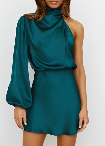 Sammy - Trendy Long-sleeve One-Shoulder Dress