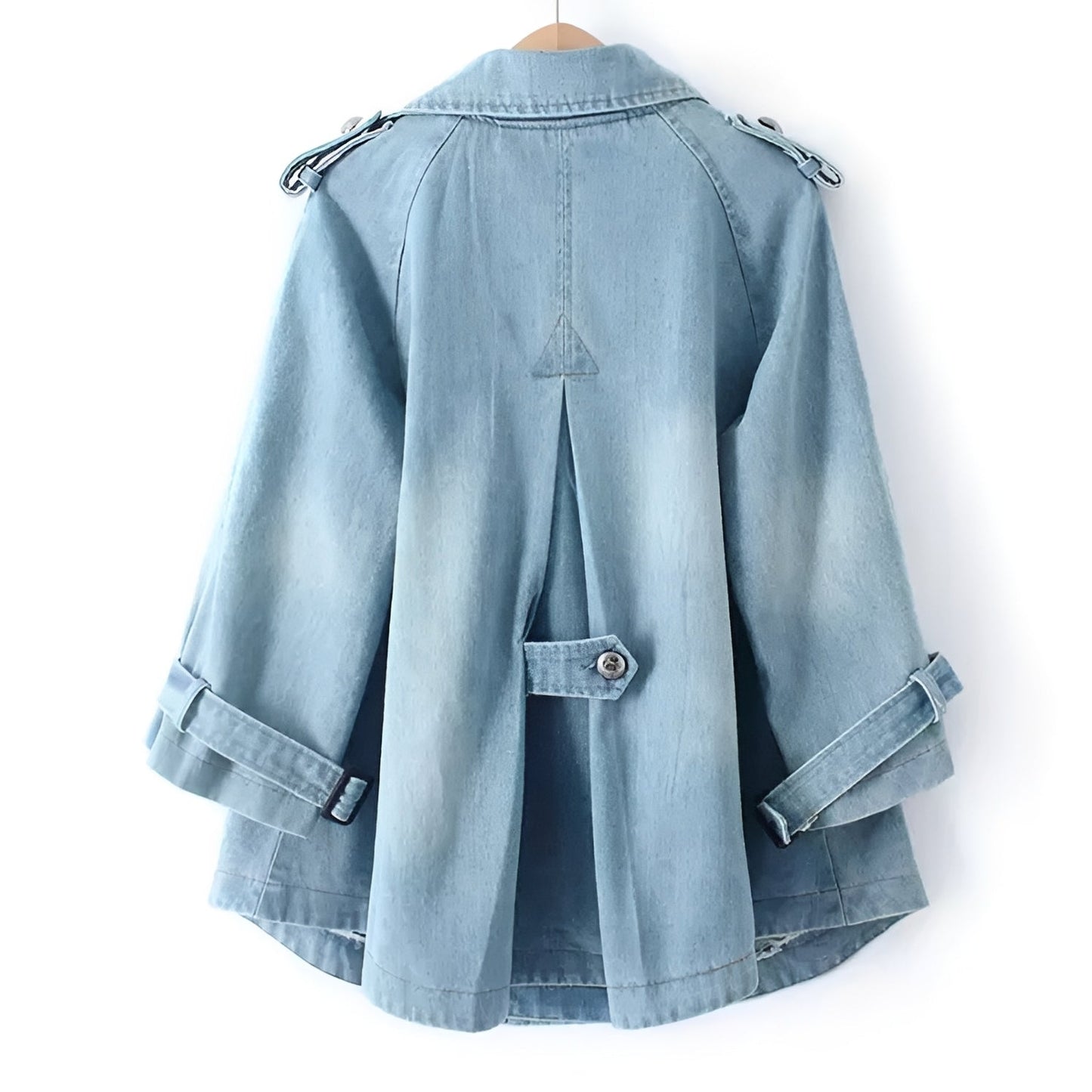 Faye - Fashionable Cape Jacket in Denim