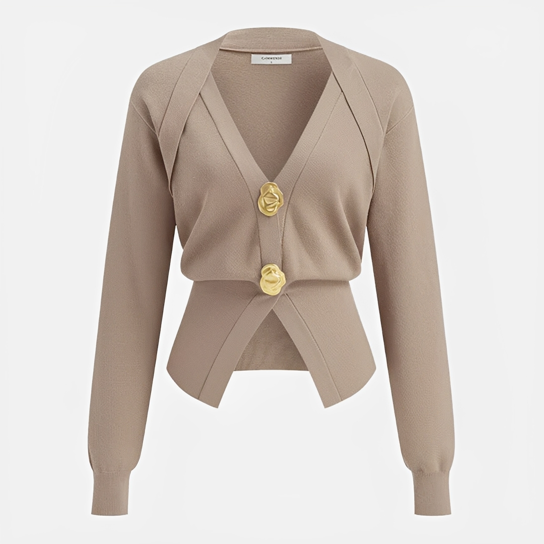 Kisha - Elegant V-Neck Cardigan