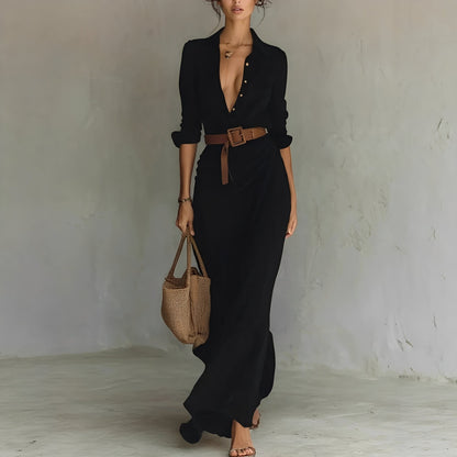 Hanny - Easygoing Maxi Dress with Waist Belt