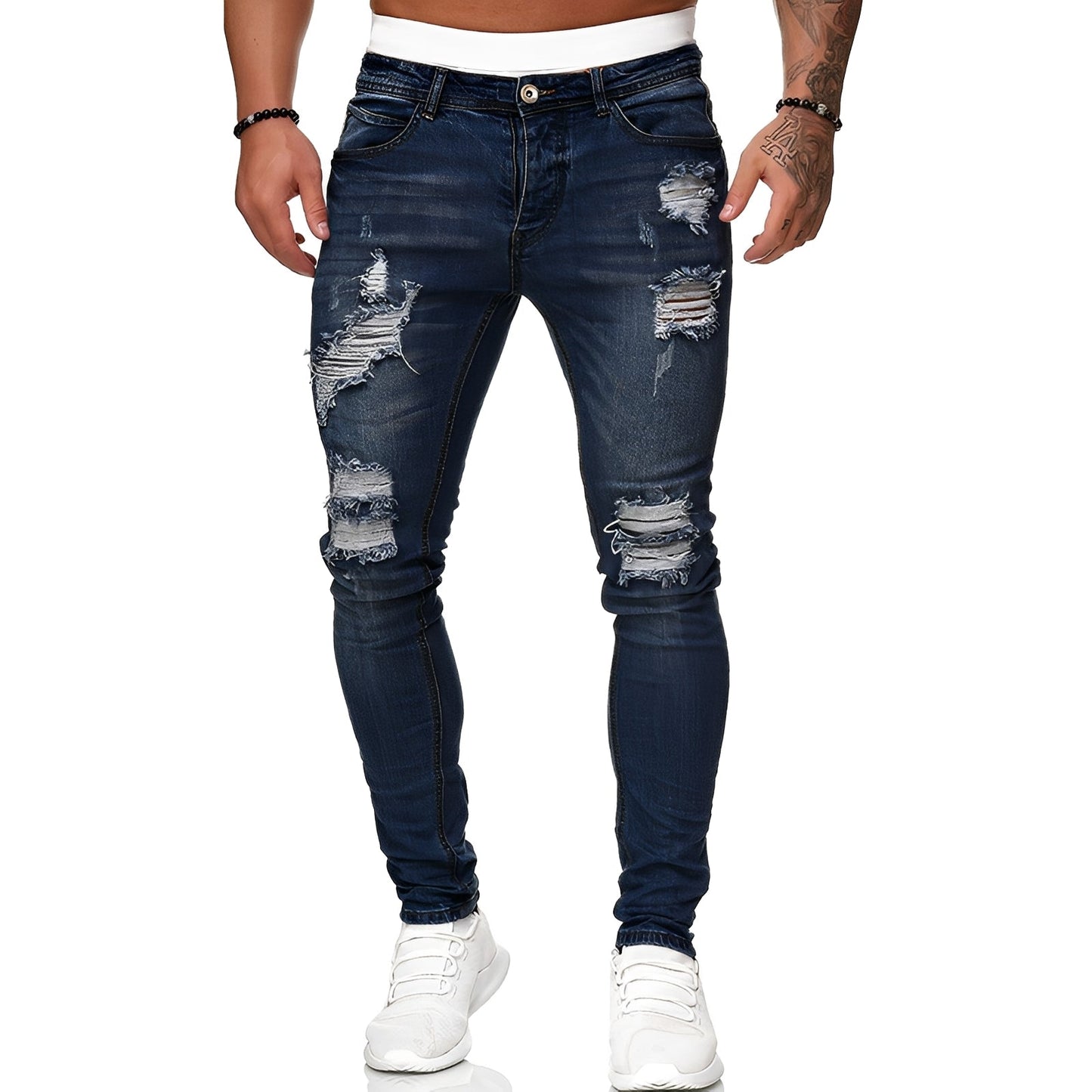 Annie - Men's trendy distressed slim-fit jeans