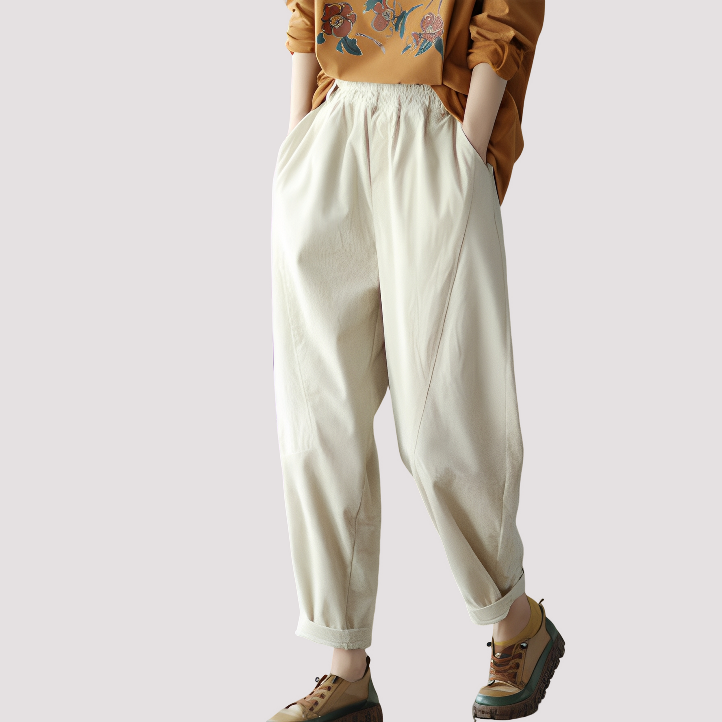 Stella - Women's casual harem pants with a stretchy waist