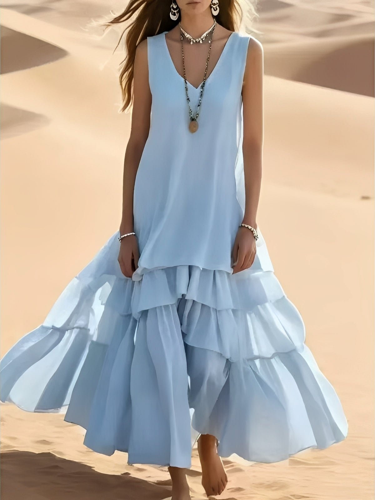 Mollie - Women's relaxed long dress with broad hem