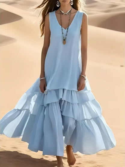 Mollie - Women's relaxed long dress with broad hem