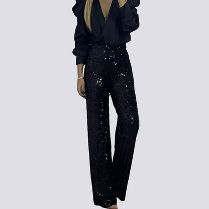 Mandy - High-Waist Sequined Pants