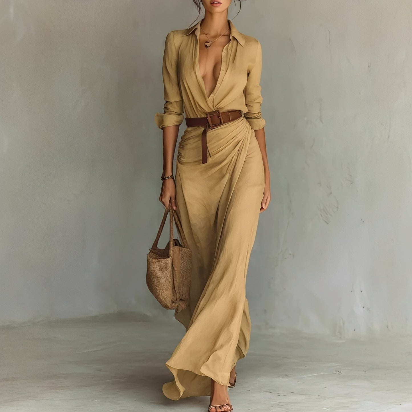 Hanny - Easygoing Maxi Dress with Waist Belt