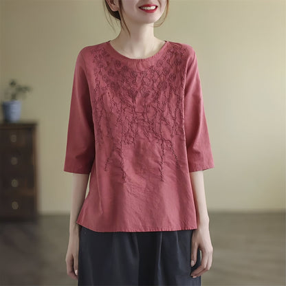 Amelia - Stylish embroidered blouses with short sleeves for women