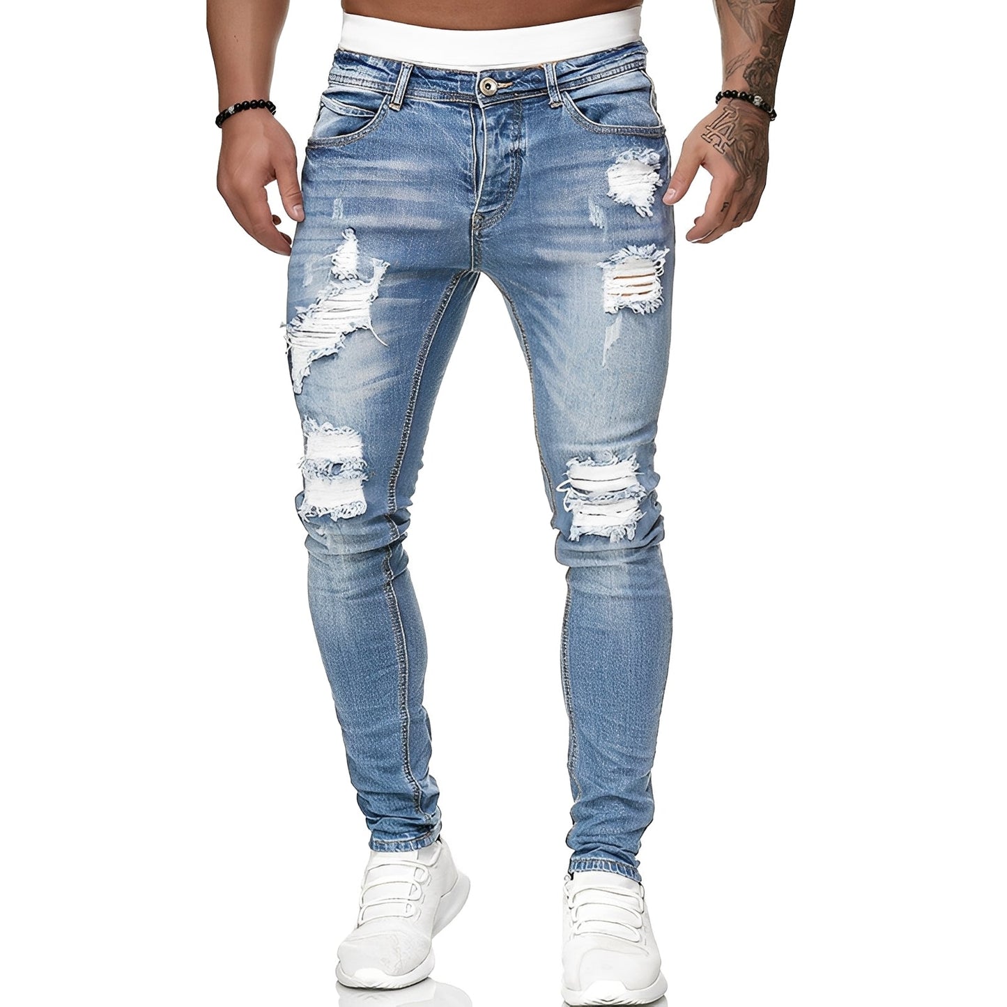 Annie - Men's trendy distressed slim-fit jeans