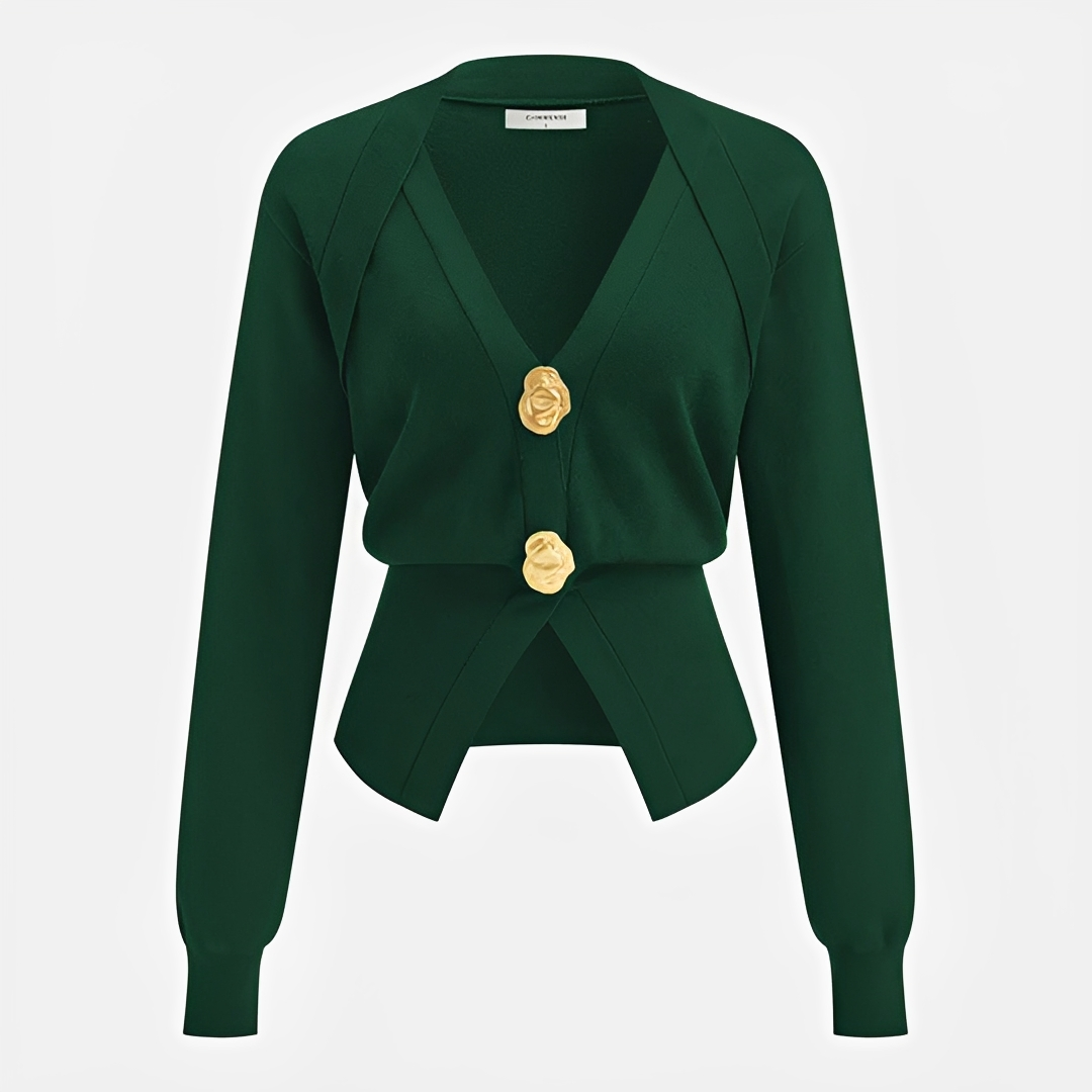 Kisha - Elegant V-Neck Cardigan