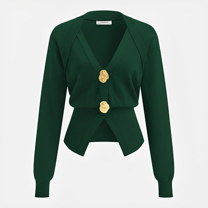 Kisha - Elegant V-Neck Cardigan
