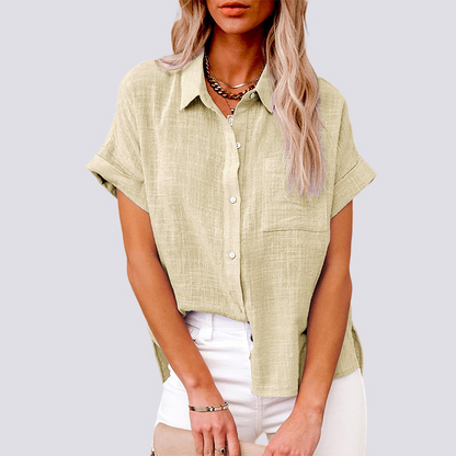 Nicole - Short Sleeve Blouse with Pockets