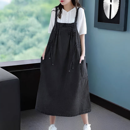 Antonia - Women's stylish oversized denim dress with pockets