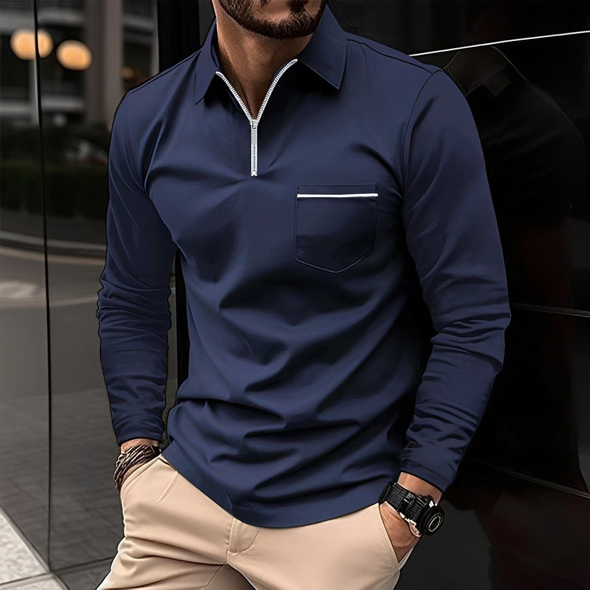 Jackson - Men's Long-Sleeve Polo Shirt - Ideal for Daily Use
