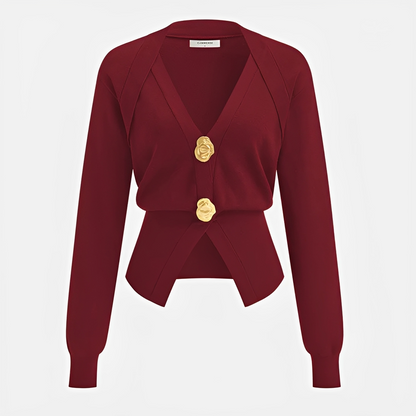 Kisha - Elegant V-Neck Cardigan