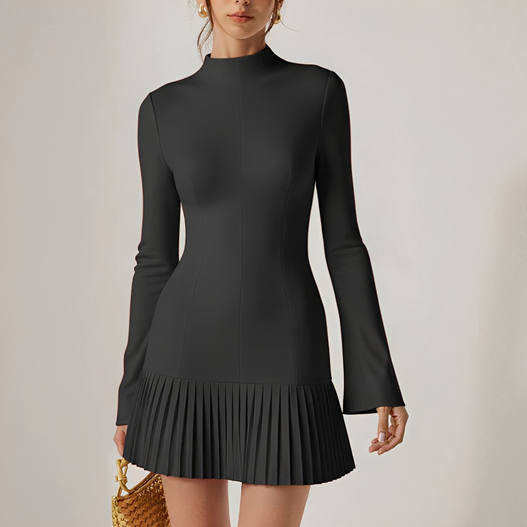Elva - Trendy Pleated Short Dress