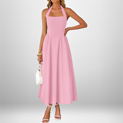 Joanna - Stylish Halter Neck Midi Dress