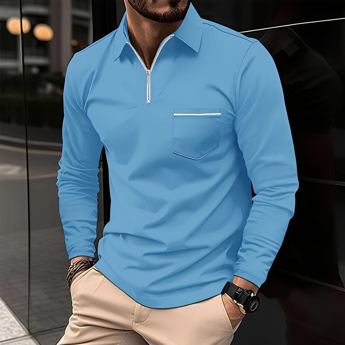 Jackson - Men's Long-Sleeve Polo Shirt - Ideal for Daily Use