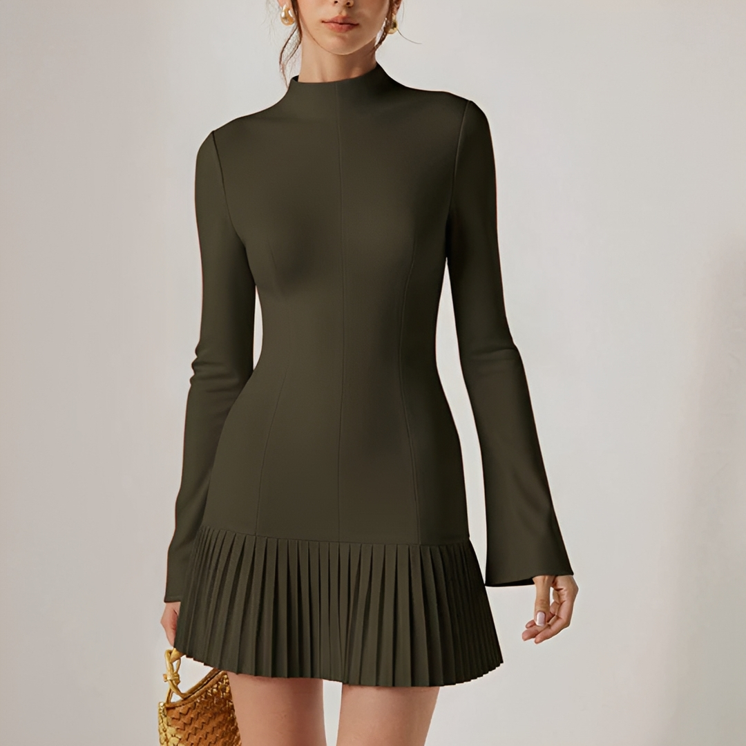 Elva - Trendy Pleated Short Dress