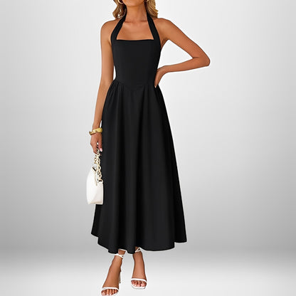 Joanna - Stylish Halter Neck Midi Dress