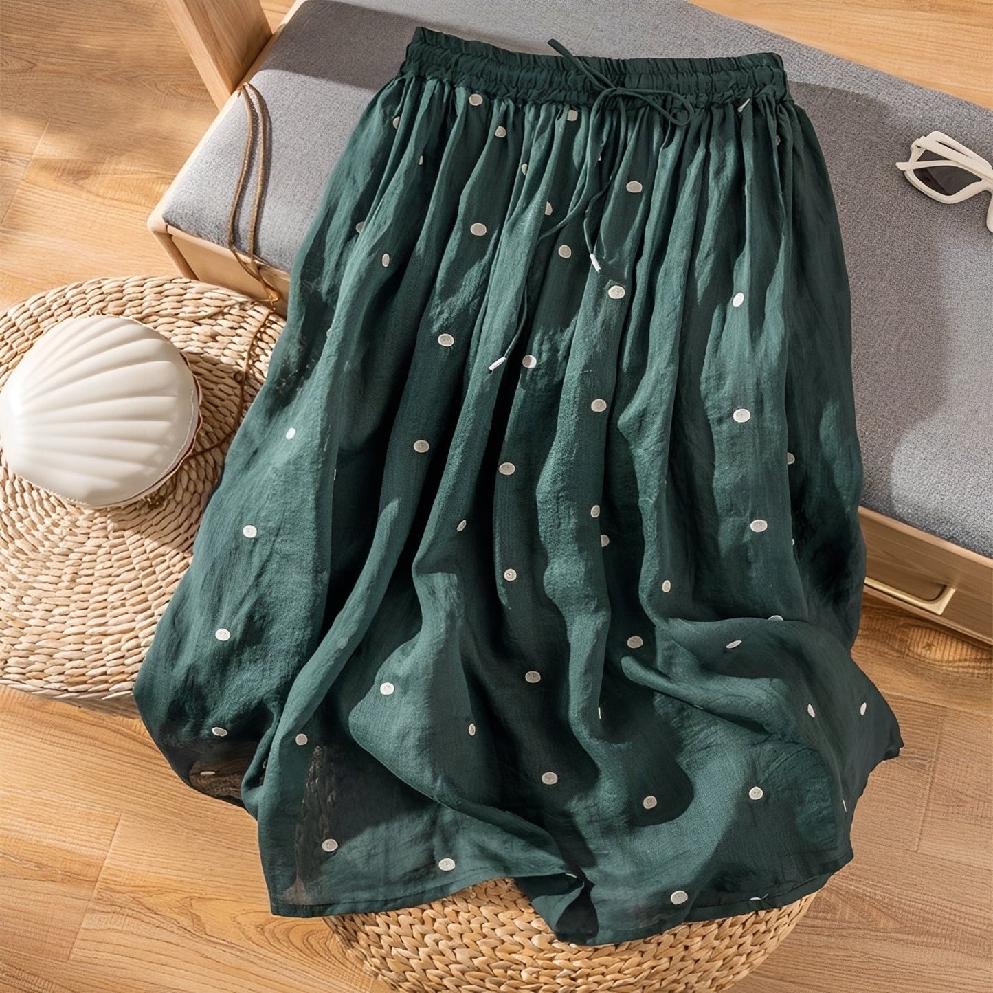 Thea - Women's Casual Skirt with Polka Dots