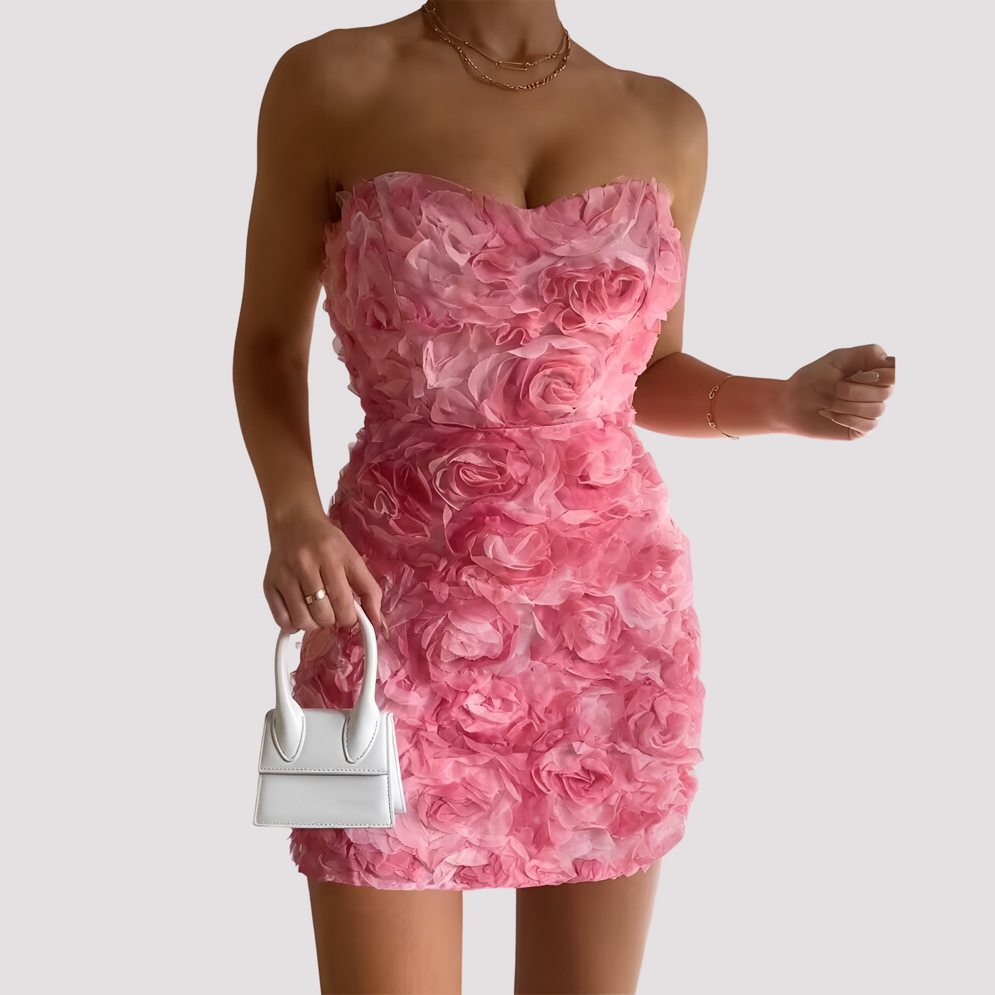 Nastia - Trendy strapless floral dress for women