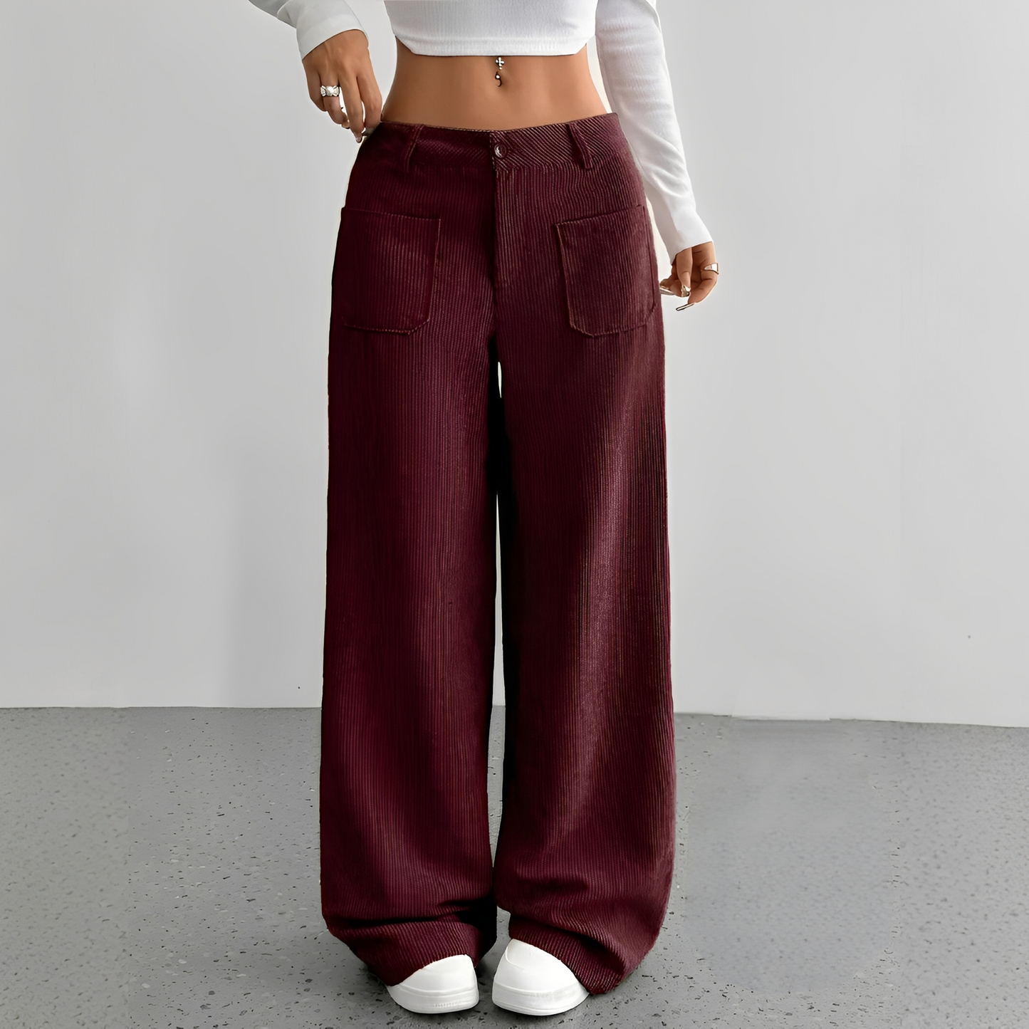 Isabelle - High-waisted Corduroy Pants