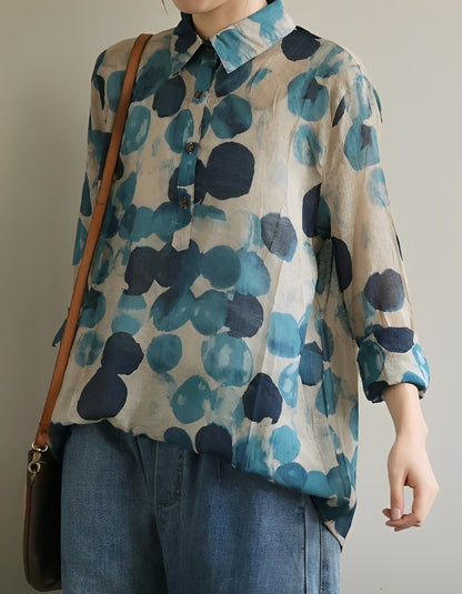 Jodie - Women's stylish blouses with polka dot collars
