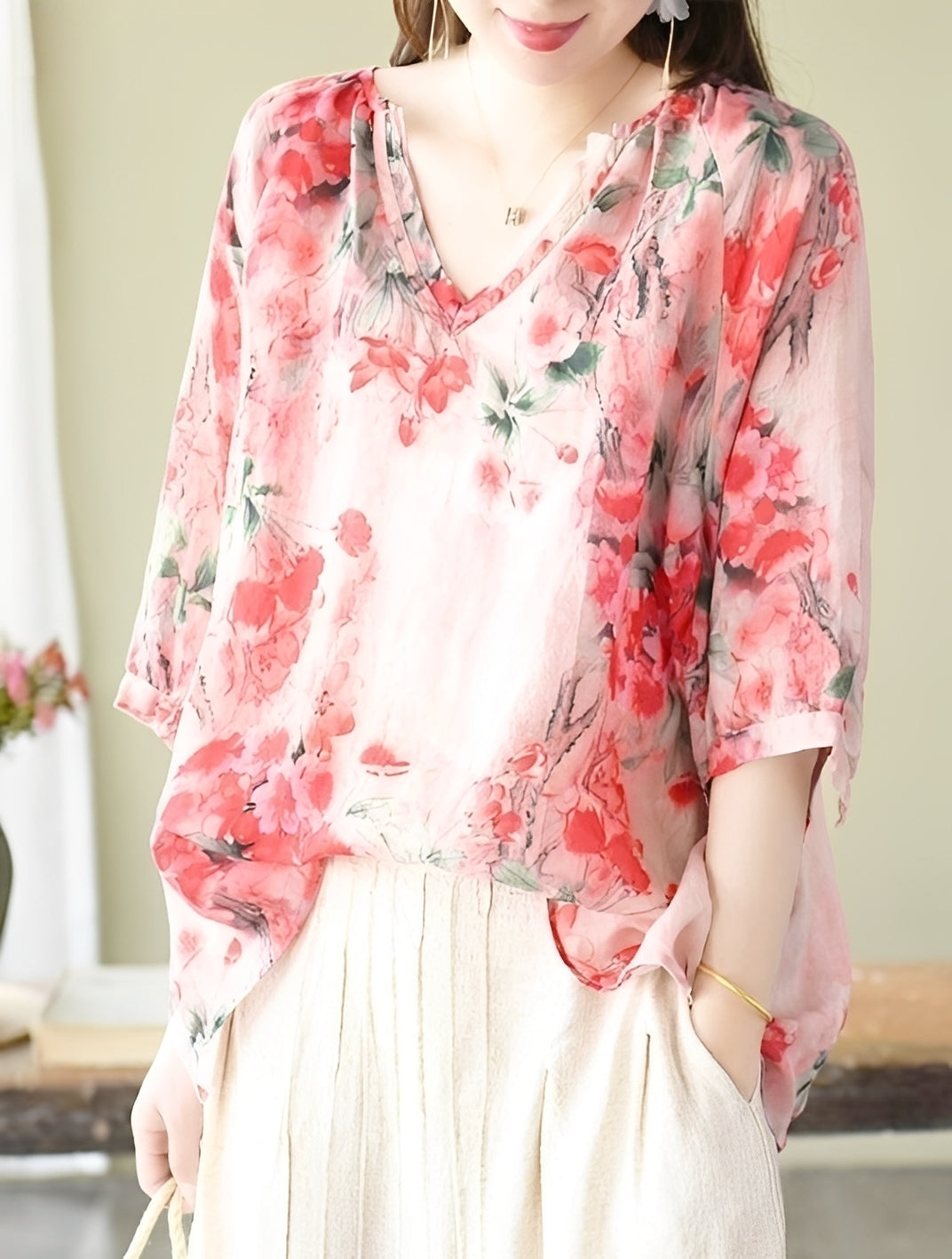 Nancy - Fashionable, relaxed patterned blouses for women