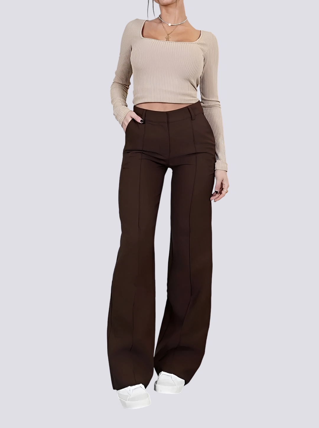 Amelie - Elegant High-Waist Straight Leg Pants