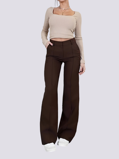 Amelie - Elegant High-Waist Straight Leg Pants