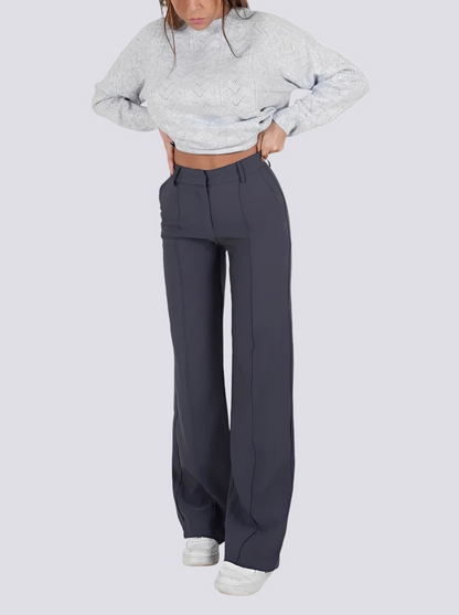 Amelie - Elegant High-Waist Straight Leg Pants