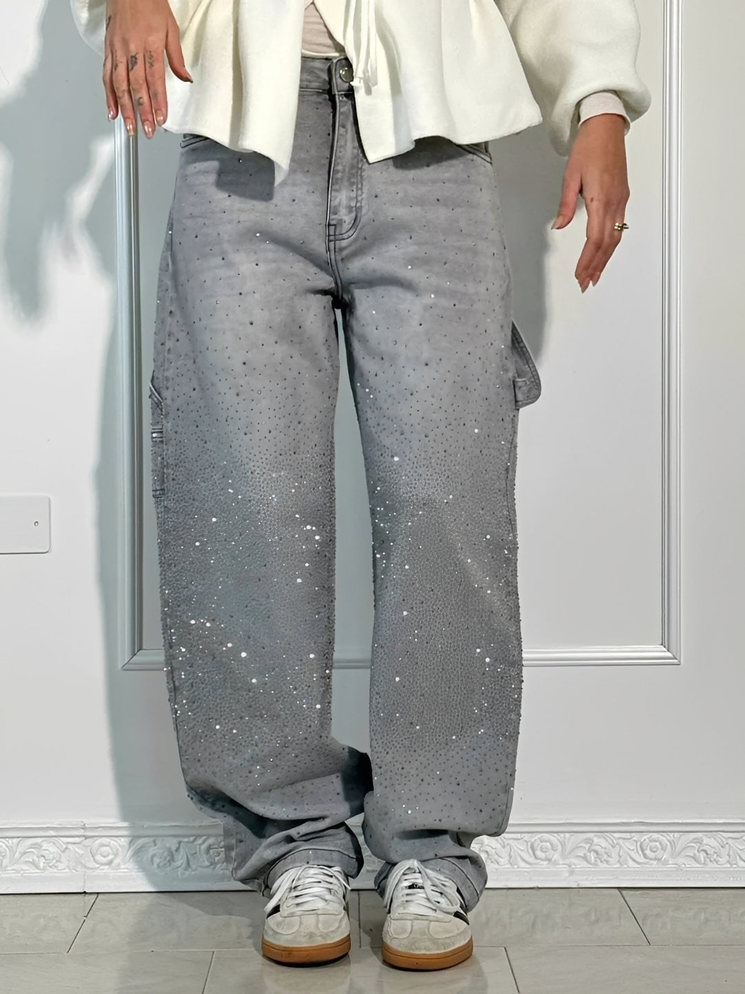 Sami - Trendy Wide-Leg Jeans with Shine