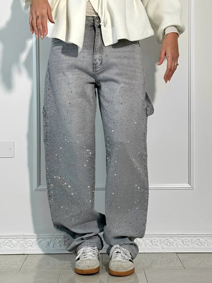 Sami - Trendy Wide-Leg Jeans with Shine