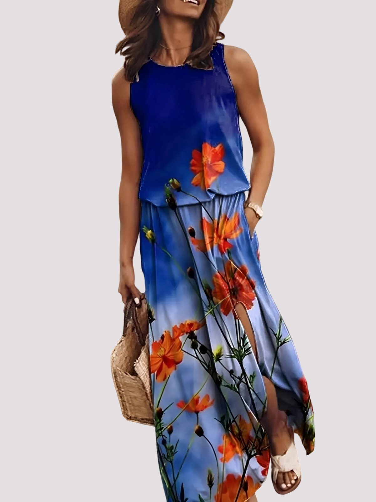 Halle - Stylish, sleeveless women's maxi dress