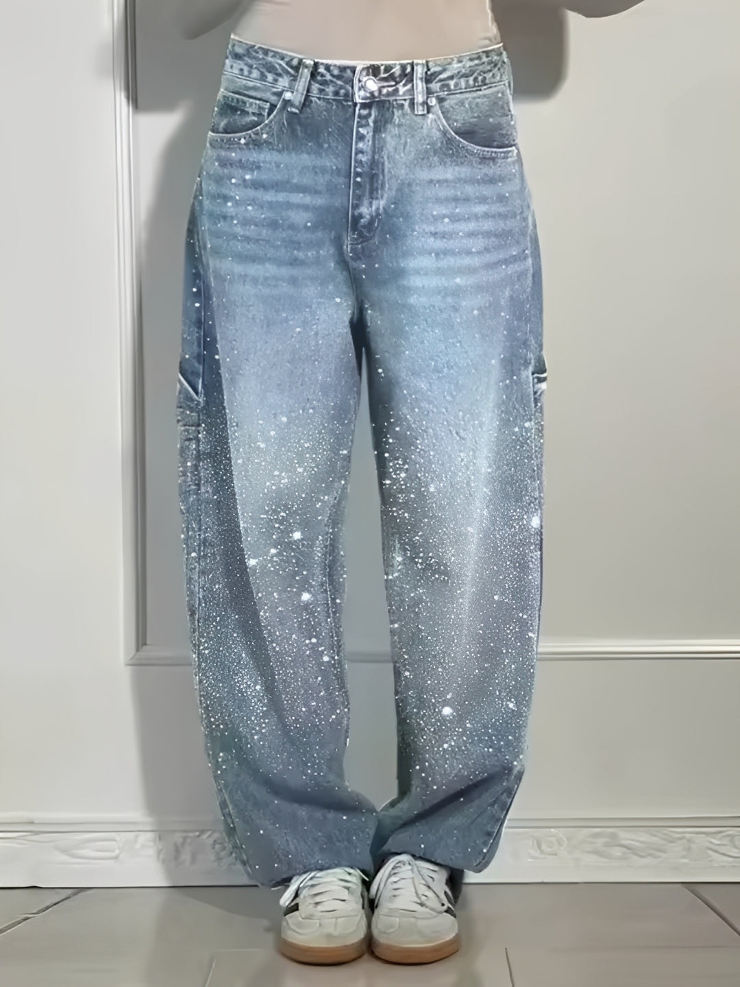 Sami - Trendy Wide-Leg Jeans with Shine