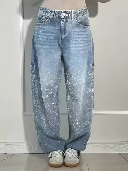 Sami - Trendy Wide-Leg Jeans with Shine