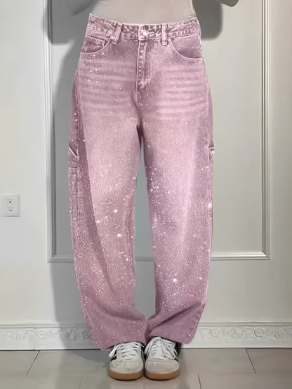 Sami - Trendy Wide-Leg Jeans with Shine