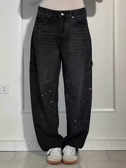Sami - Trendy Wide-Leg Jeans with Shine