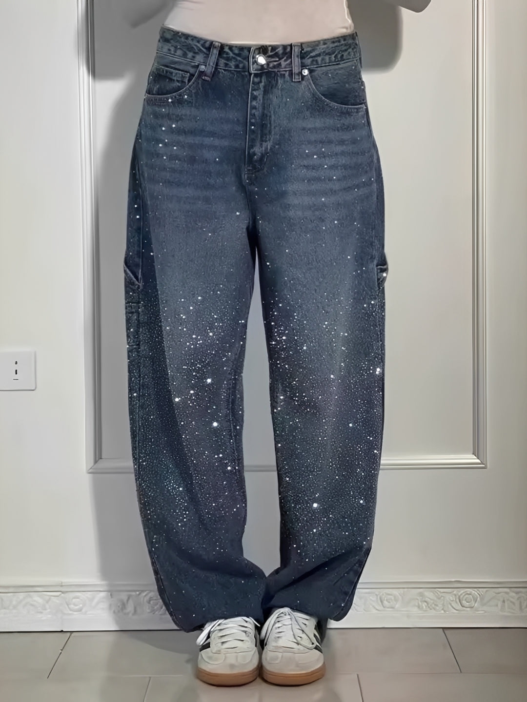 Sami - Trendy Wide-Leg Jeans with Shine