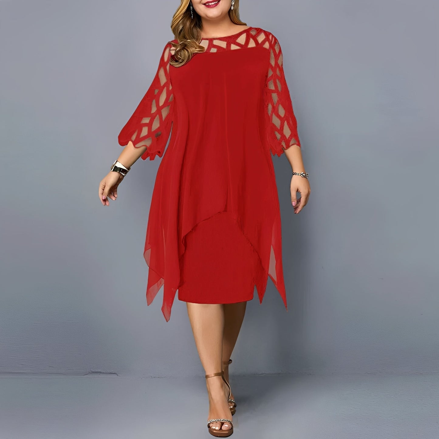 Eleanor - Stylish Chiffon Midi Dress