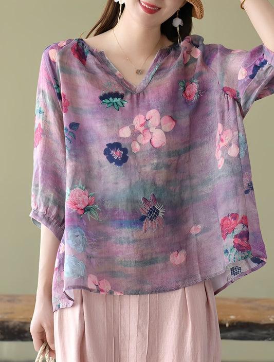 Nancy - Fashionable, relaxed patterned blouses for women
