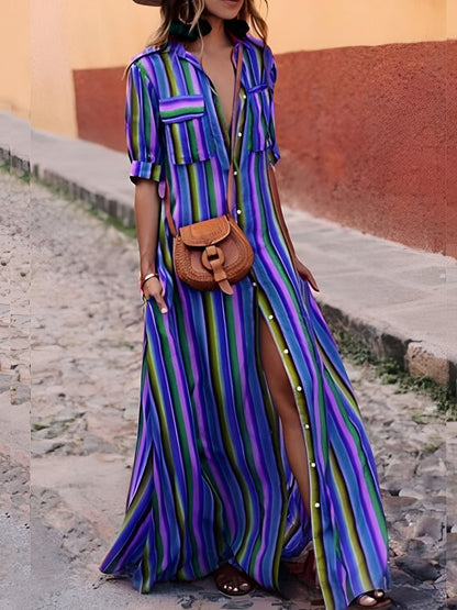 Samara - Stylish Striped Long Dress
