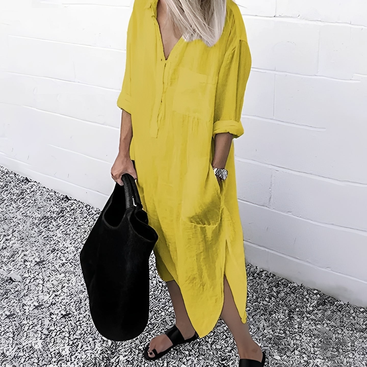 Susan - Loose Casual Slit Dress