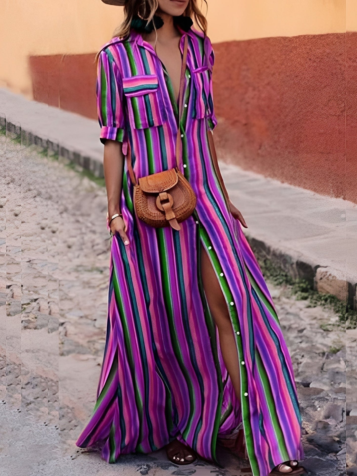Samara - Stylish Striped Long Dress