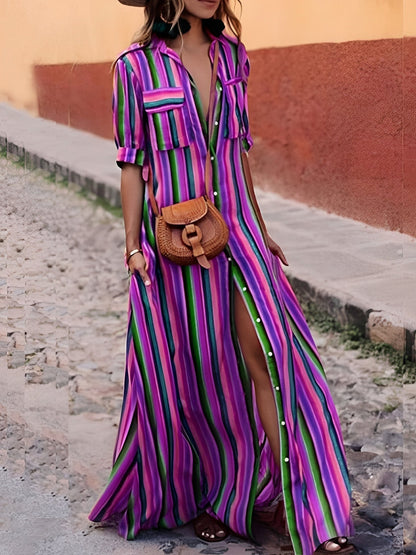 Samara - Stylish Striped Long Dress