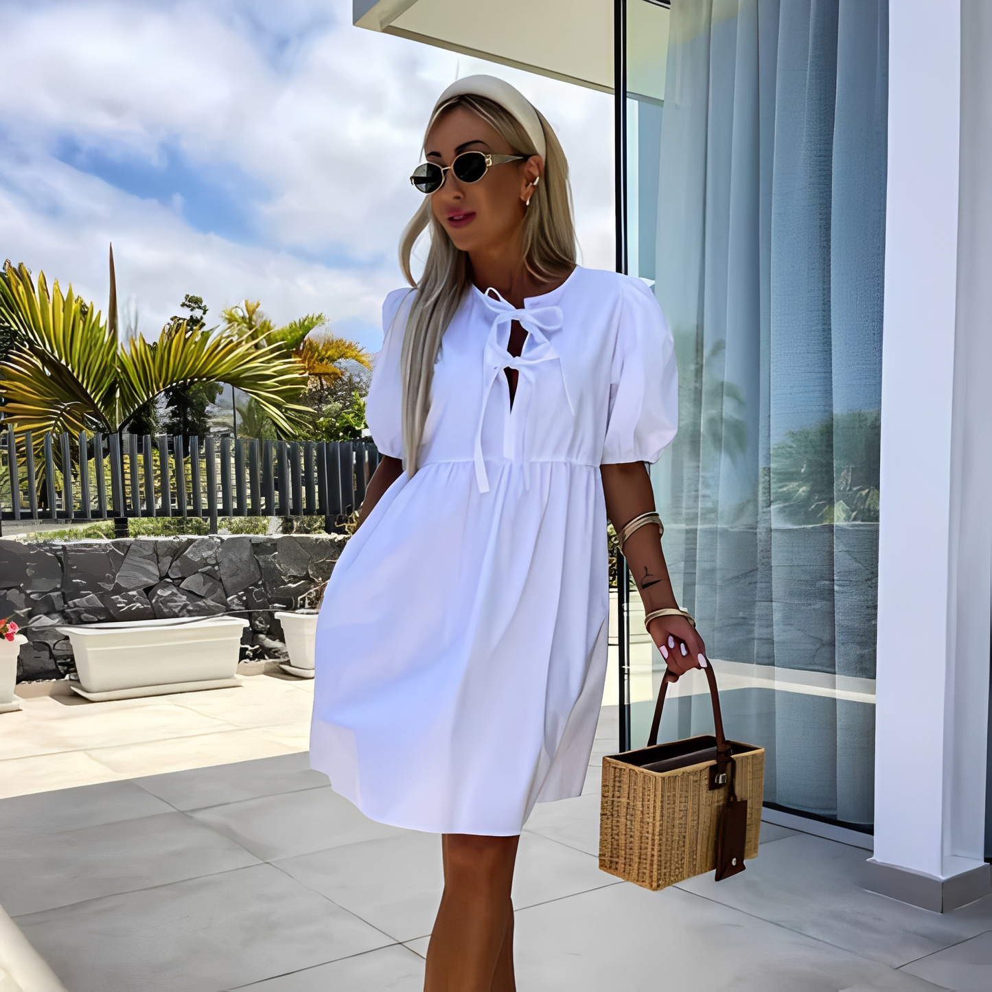 Eunice - Fashionable summer dress with puff sleeves for women
